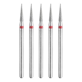 HARFINGTON 5pcs 200-230 Grits Diamond Grinding Bit 2mm Tapered Head 2.35mm Shank 10mm Length Stone Sanding Drill Bits Rotary Tool for Ceramic Glass Nails Grinding Polishing