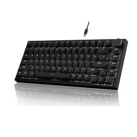 Attack Shark ajazz AK820 Mechanical Gaming Keyboard with Knob 75% Keyboard Hot Swappable Type-C Wired Gasket 5-Layer Noise Absorbing Foam White LED Backlit NKRO Linear Red Switch for PC/Win/Mac - Color: TK-AK820-BLACK-002