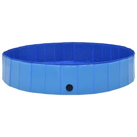 vidaXL Dog Swimming Paddling Pool - Foldable and Portable - PVC Material - Indoor and Outdoor Use - Anti-Slip Surface - Blue - 63"x11.8" Size