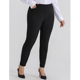 Hanna Nikole Plus Size Pants for Women Skinny Pants Stretch Tapered Pull On High Waisted Work Pants with Pockets Black 22Plus