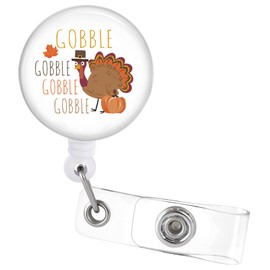 Thanksgiving Baddge Reel Retractable ID Clip Turkey Gobble Pumpkin Cute Funny Badge Holder Alligator Clip Holiday Nurse Teacher Student Office Staff Name Tag Decor Badge Clip