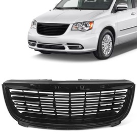 JOLONG Front Upper Grille Fit for Chrysler Town & Country 2011-2016 Bumper Hood Grill OE Style Replacement for CH1200350 68100692AB (Glossy Black)