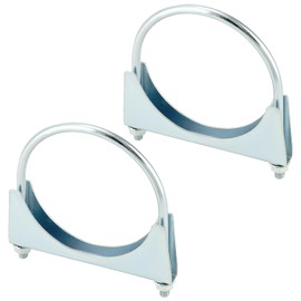 QWORK U-Bolt Muffler Tip Exhaust Hook, 2 Pack 4" OD Universal Silencer Clip, Stainless Steel Pipe Clamp