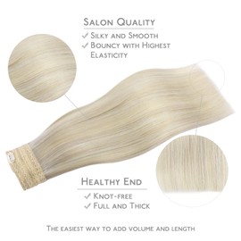 WENNALIFE Secret Hair Extensions Real Hair, 30 cm, 12 Inches 70 g Ash Blonde Highlights Platinum Blonde Hair Extensions Real Hair Wire Extensions Invisible Wire Extensions