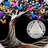 21 Year Sobriety Coin Gifts | Sun and Black Butterfly