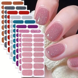 Pegatinas Autoadhesivas para Uñas, 128 Pcs de Tiras de Uñas de Color Sólido