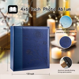 Artmag Photo Album 4x6 600 Pockets Photos, Leather Cover Large Picture Albums Holds 600 Horizontal and Vertical Photos for Family Anniversary Wedding (Blue)