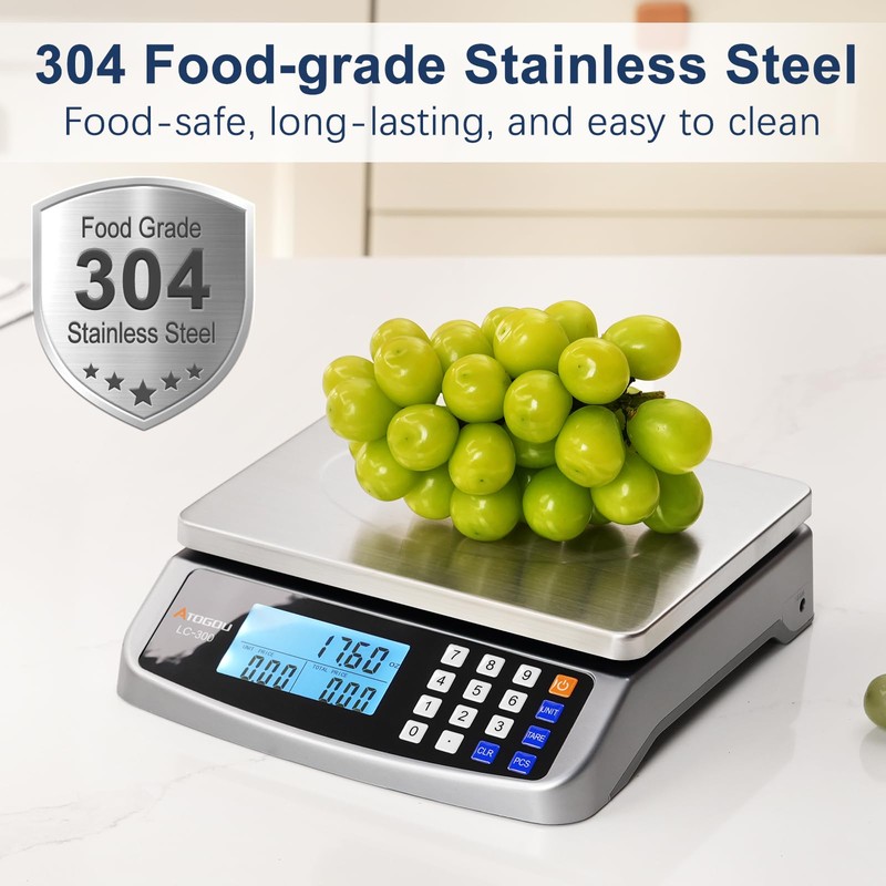 66lb Food Scale, Commercial Kitchen Scale with Price Computing, Plug-in