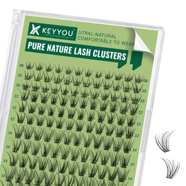 Natural Lash Clusters Wispy Eyelash Clusters 144 pcs Cluster Eyelash Extensions D Curl Individual Lashes 8-18MIX Mix Length Light and Natural Lashes Look with Thin Lash Band by KEYYOU(N04-8-18MIX-D)