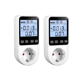Pack of 2 Electricity Meter, 8 Modes, Electricity Meter for Socket, Energy Cost Meter, Power Meter Wattage Meter, Kwh Meter, Energy Meter, Power Meter with Backlight