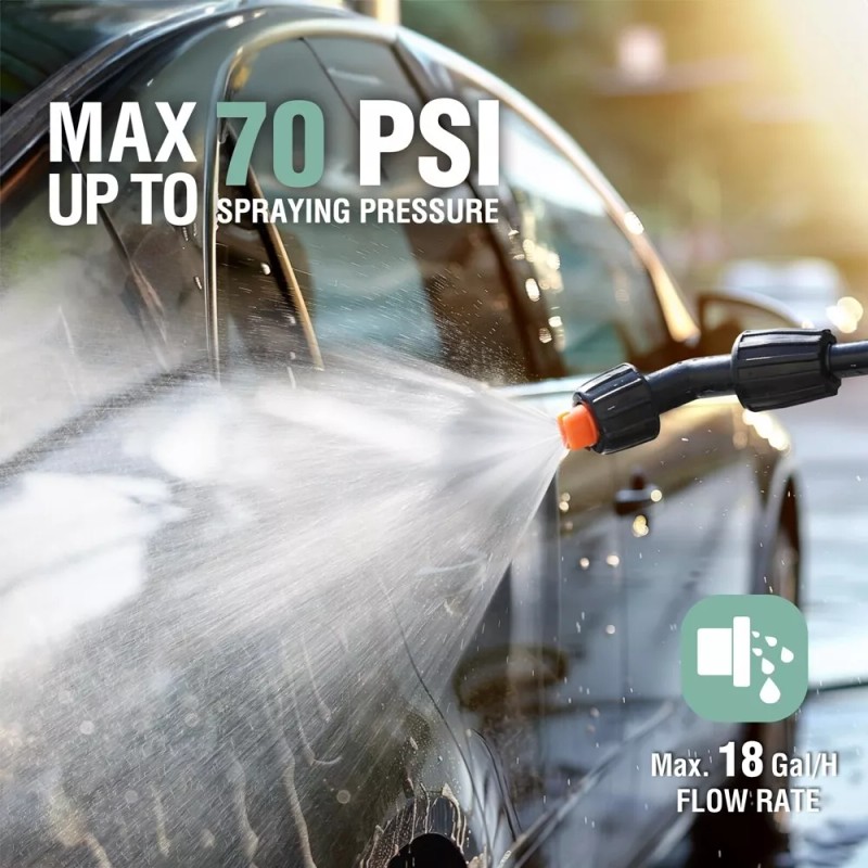 HAUSHOF 4Gal Battery Powered Backpack Sprayer 4Nozzle 70PSI HighPressure Sprayer