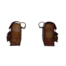 PRASTARA Motorcycle Side Pouch Brown Leather Side Pouch Saddlebags Saddle Panniers 2Bag Gift for Bike Lovers (9 x11 inch)
