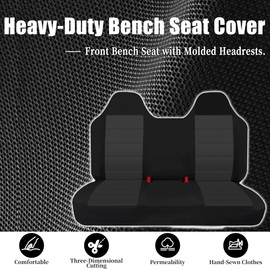 EDIETH Heavy-Duty Waterproof Bench Seat Covers for Ford F150 1999-2004 Front Truck Molded Headrests, Stain-Resistant & Wear-Resistant Easy-Clean Machine Washable Black