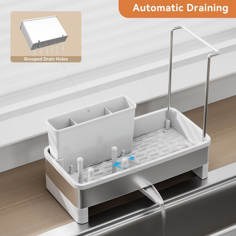 Laveshop Sponge Holder for Kitchen Sink, Rustproof Stainless Steel Sink