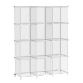 AWTATOS Cube Storage Organizer, Closet Organizers and Storage, 12 Cube Shelves Bookshelf, DIY Stackable Plastic Clothes Organizer Shelving for Bedroom, Home, Transparent Twill