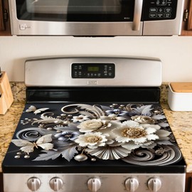 Nuxovilar Stove Top Cover for Electric Stove, 20x28 Inch Heat Resistant Silicone-Polyester Glass Cooktop Protector, for Kitchen Decor & Daily Use