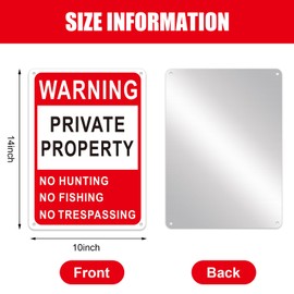 Lineshading 8 Pcs Posted No Trespassing Signs Private Property Weatherproof No Hunting Signs Reflective Aluminum Posted Signs for Warning No Hunting Fishing Trapping Indoor Outdoor Use(Red,10x14)