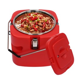JAYGOVAN Insulated Soup Pan Carrier Portable Commercial Hot -Cold Hot Box Food Warmer 10Qt Large Insulation Barrel Cooler Carrier Stainless Steel Lining with Dust Cover for Restaurant, Canteen,Home