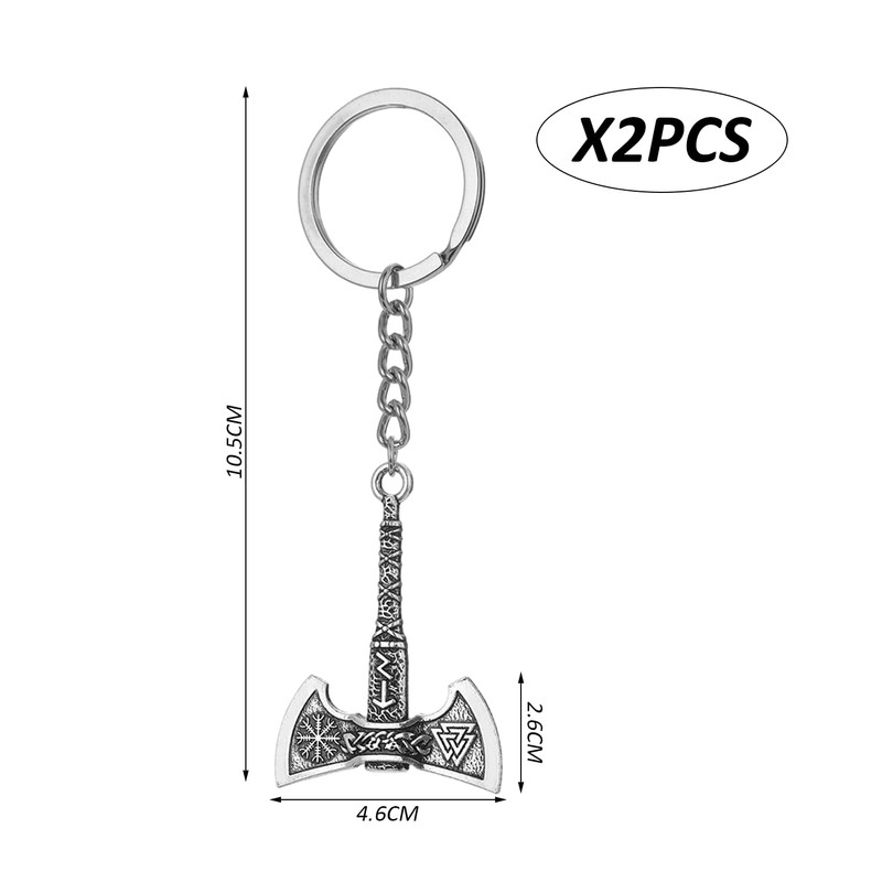XMNIVATE 2 PCS Viking Ax Keychains, Men's Keychains, Rune Vintage