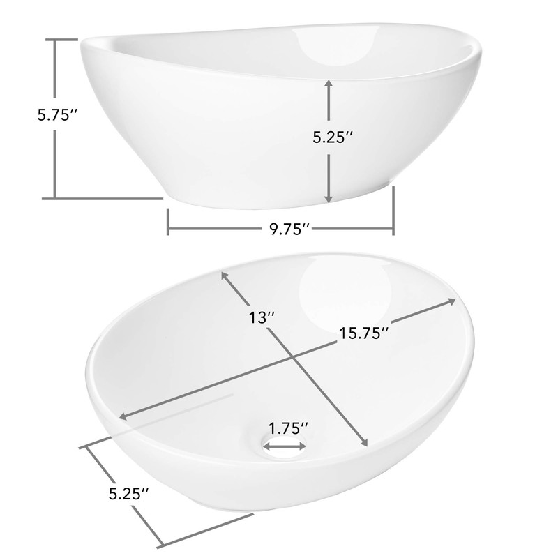 Miligore 16" x 13" Oval White Ceramic Vessel Sink -