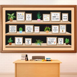 ojustbeok Classroom Inspirational Bulletin Board Set Greenery Decoration Plant Potted Positive Affirmations Cutouts Wall Chalkboard Decor for Back to School Teacher Supplies