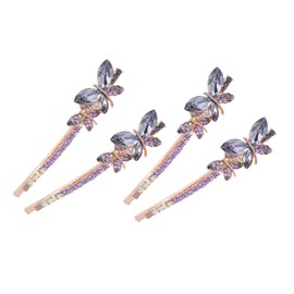 FOMIYES Chic Butterfly Hairpins 2 Pairs of Shiny Rhinestone Clips for Women for Parties Masquerade and Stage Performances