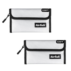 Airfish Fireproof Money Bag, 5 x 8 inches Fireproof Wallet, Waterproof Cash Bag with Zipper, Small Fireproof Cash Bag for Valuables