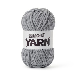 Fluffy Chenille Yarn for Crocheting, Chunky Velvet Yarns for Crochet Amigurumi, Baby Yarn for Crocheting Soft Blanket, 87.4yds /3.5 oz Bulky Yarns for Crafts/Hats/Shoes/Socks (Grayish)