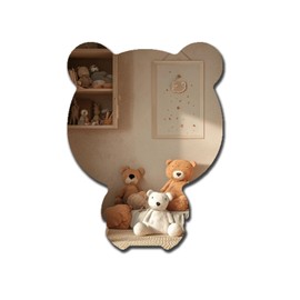 MACGIKMIRO Lovely Bear Acrylic Mirror Non-Glass Shatterproof Mirror Lovely Animal Unbreakable Wall Mirror Decorative Frameless Mirrors for Home Room Decoration Gift for Kids Women Men