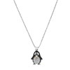 Spinningdaisy Silver Plated Round Body Cute Black Penguin Necklace