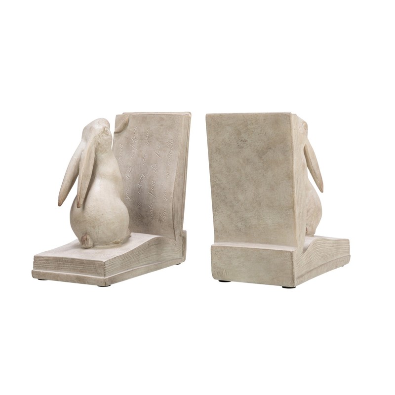 Bunny Rabbit Bookends, Set of 2, White Finish