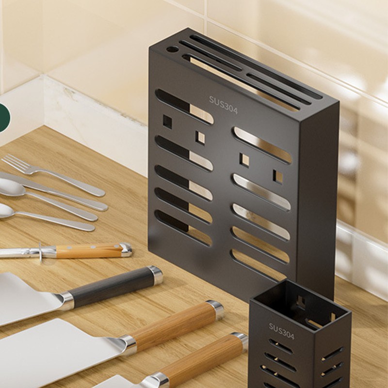 Utensil Holder Stainless Steel Wall Mount Chopstick Draining Storage Shelf