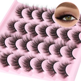 14 Pairs False Eyelashes Natural Mink Lashes Fluffy Wispy Cat Eye Lashes 14mm 3D Volume Strip Fake Eyelashes Pack by TNFVLONEINS