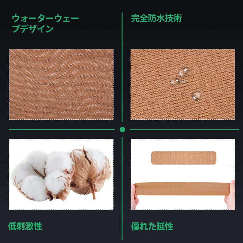 SAROSING キネシオロジーテープ 伸縮タイプ 50mm×5m｜防水加工・低刺激粘着剤｜スポーツ用テーピングテープ 膝・腰・手首サポート｜通気性メッシュ構造で長時間快適｜肌の色