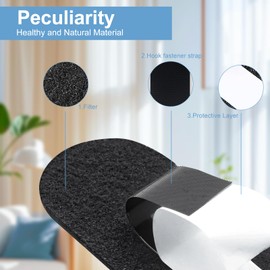 aeloer 12 Pack Ceiling Fan Filters for Blades Activated Carbon, Fan Blade Air Purifier Pads(Captures Dust, Pollen, Pet Dander), Easy-Stick Air Filter for Home and Office