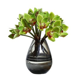 XIYUAN Artificial Cymbidium Orchids Artificial Orchids 12 Bunch Artificial Flowers Outdoor Fake Flowers Green Shrubs Plants for Wedding Decoration Home Decoration (Green)