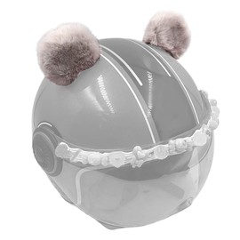 Kawaii Round Bear Ears for Helmet Plush Ears Adhesive Velcro Ski Helmet Accessory for Children Balance Bike Helmet Decor Gray