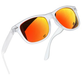 Joopin Orange Red Sunglasses for Men Polarized Womens Sunglasses Matte Clear Square Frame Sun Glasses UV Protection Mirrored Shades for Women Men