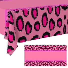Leopard Tablecloths Pink Cheetah Print Wildlife Leopard Skin Rectangle Table Covers Decorations for Gender Reveal Bachelorette Party Holiday Dining Room Birthday Party Picnic Booth Props Supplies 53"