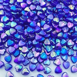 LIMAOLLY 400 PCS Acrylic Heart Shape Beads AB Colors Heart Pony Beads Plastic Loose Spacer Beads for Jewelry Making DIY Bracelet Earring Necklace Key Chains(Sapphire)