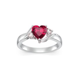 Seiyang Heart Shape July Birthstone Ring 925 Sterling Silver Created Ruby Promise Ring Birthday Jewellery Gifts for Women Size L