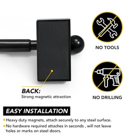 Deconovo Magnetic Curtain Rods (4 Pack, Black，9-16 Inch) – Adjustable No-Drill Metal Curtain Rods for Doors, Windows & Rental Spaces | Easy Install, Strong Magnet, Perfect for Home & Office