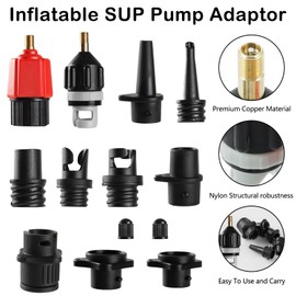 Inflatable SUP Pump Adaptor, Paddle Board SUP Valve Adapter with 9 Standard Conventional Air Pump Adapter for Inflatables, Paddle Board Pump Attachment Inflatable Boat Air Valve Adapter(11Pcs)