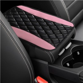 Car Center Console Cushion Pad, Universal Leather Waterproof Armrest Seat Box Cover, Comfortable Auto Armrest Cover Protector, Car Interior Decor Accessories for Most Vehicles (Pink, 32 * 19cm)