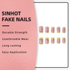 SINHOT Square Press on Nails Medium - Pink Flower Fake