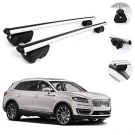 OMAC Auto Exterior Accessories Roof Rack Cross Bars | Adjustable Aluminum Silver Cargo Carrier Rooftop Luggage Crossbars Fits Lincoln Nautilus 2019-2021
