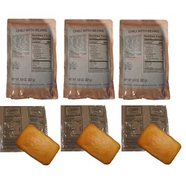 MRE 3 pack Entrée Combinations (Entrées & Sides) - 1st Insp. Date 2022 (3pk Beef Chili w/Beans Combo')