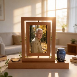 curntiy Picture Frame mini urn,Small urn for Ashes with Picture,Mini Cremation Urn Memorial Candle-Holder for Loss of Loved One Frame Hold a 4’’-6’’ Photo Small Keepsake urns