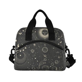 Moon And Stars Goth Insulated Lunch Bag Reusable Lunch Tote Bag Cooler Bag for Women Men Adult Lunch Box with Adjustable Shoulder Strap Leakproof Lunch Bag for Work School Picnic Camping