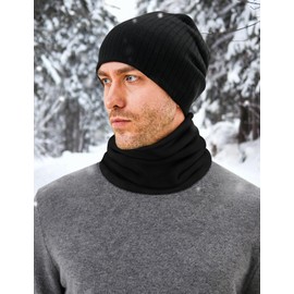 MELLIEX Winter Neck Tube Men Women Neck Warmer Windproof Tube Scarf Thermal Neckerchief Unisex for Bike, Motorcycle, Skiing, black